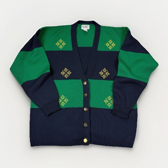 Old Money Nautical Wool Blend Cardigian Sweater Koret Petites GrandmaCore Sz M - Picture 1 of 7